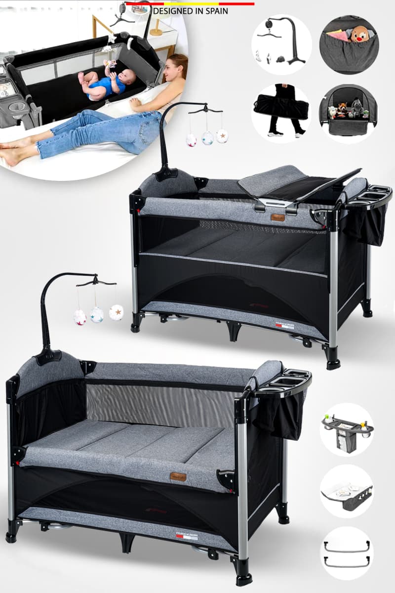 Baby Home 620 Lora-co Gri park yatak görünümü